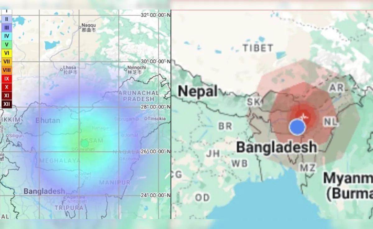 Assam Earthquake people standing on the streets during winter due to 5.1 magnitude tremors in Morigaon.